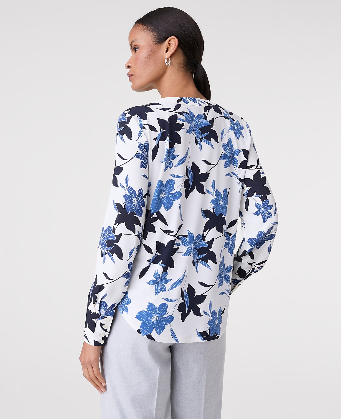 Petite Floral Pleat Front Top