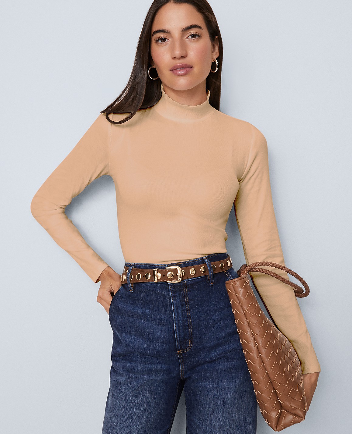 Weekend Ruffle Mock Neck Top
