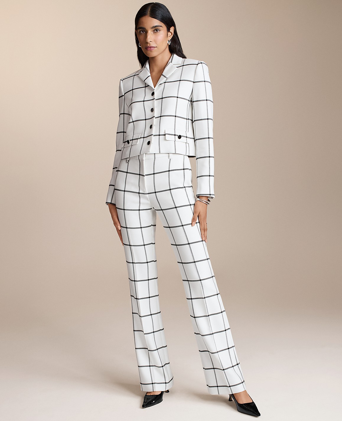 The Petite Slim Flare Trouser In Windowpane