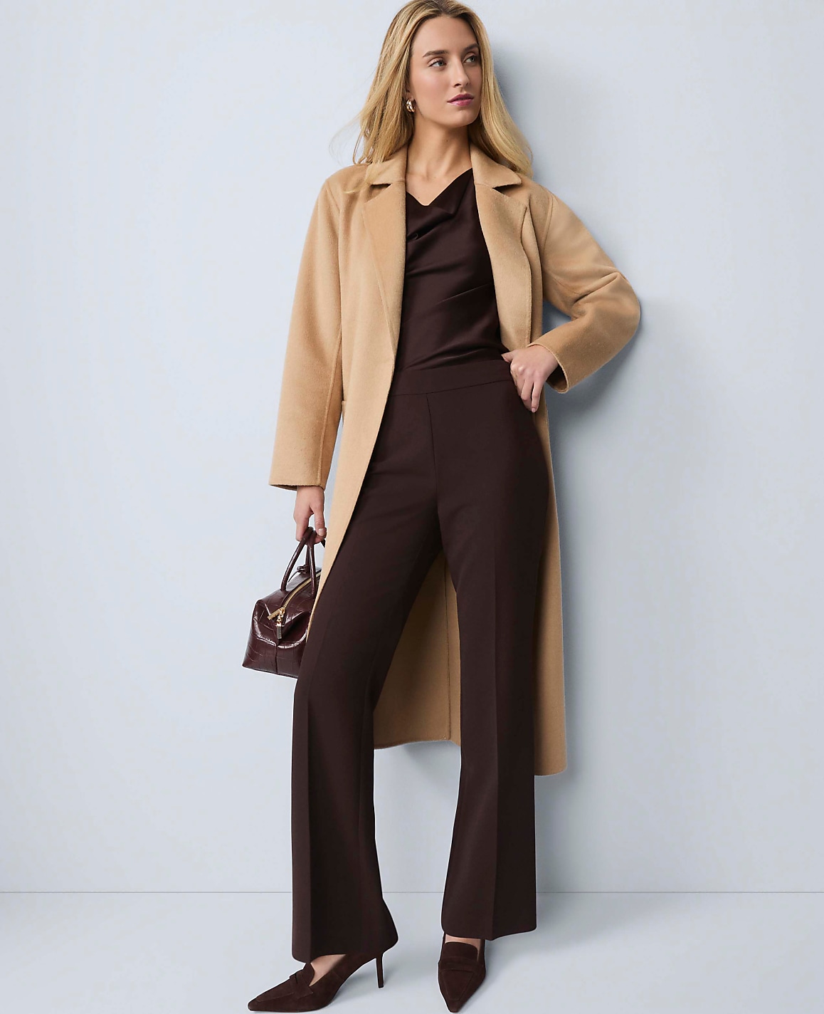 Petite Belted Notch Collar Coat