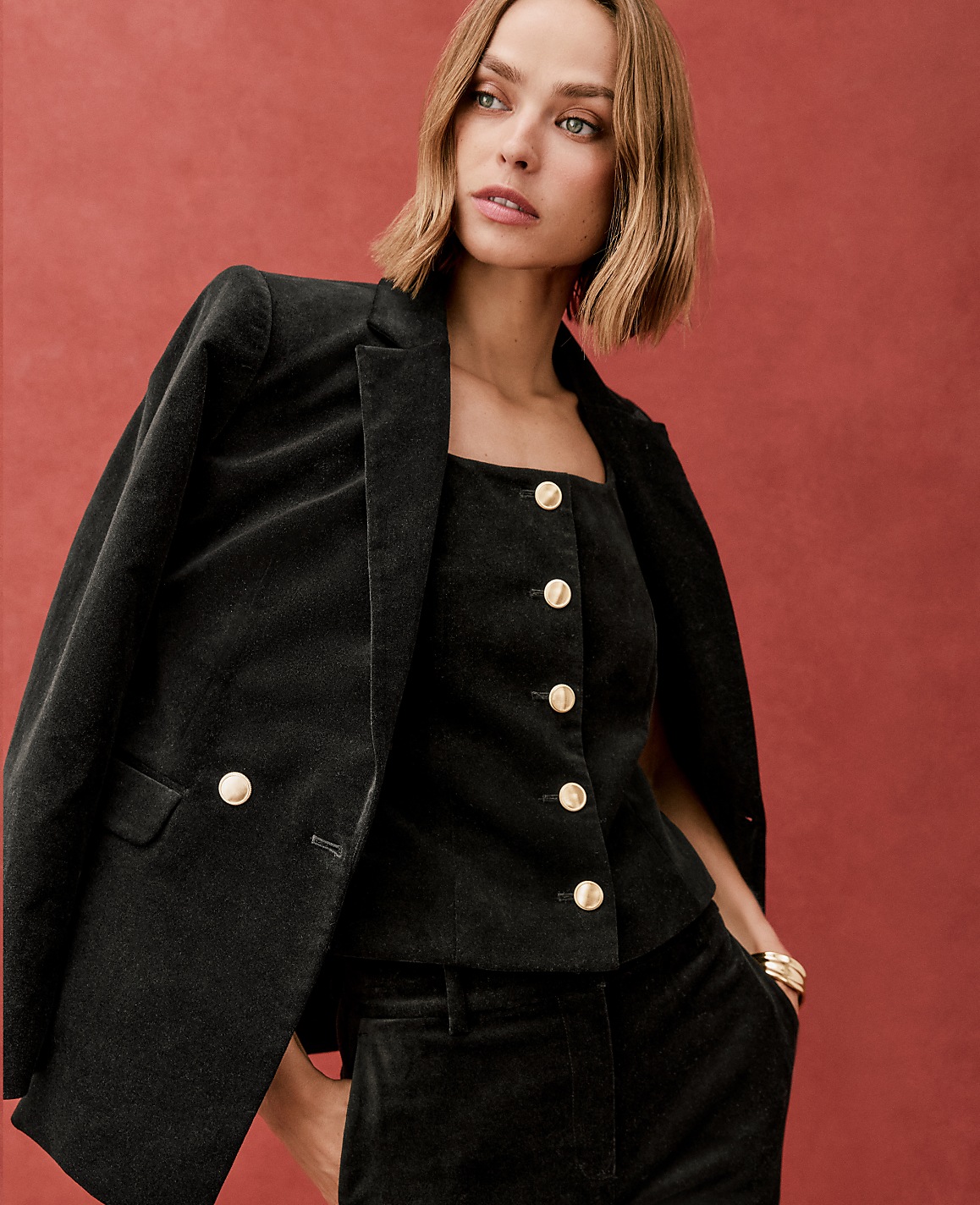 Velvet Square Neck Vest