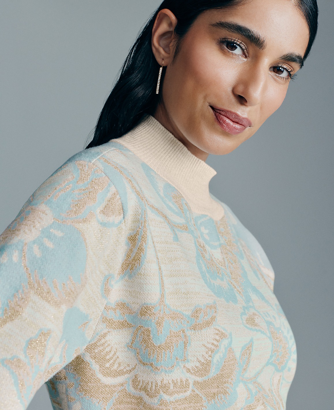 Shimmer Floral Jacquard Sweater Tee