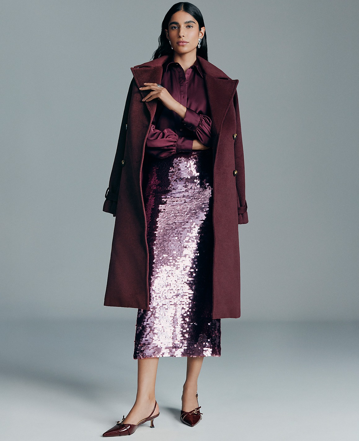 Sequin Column Midi Skirt