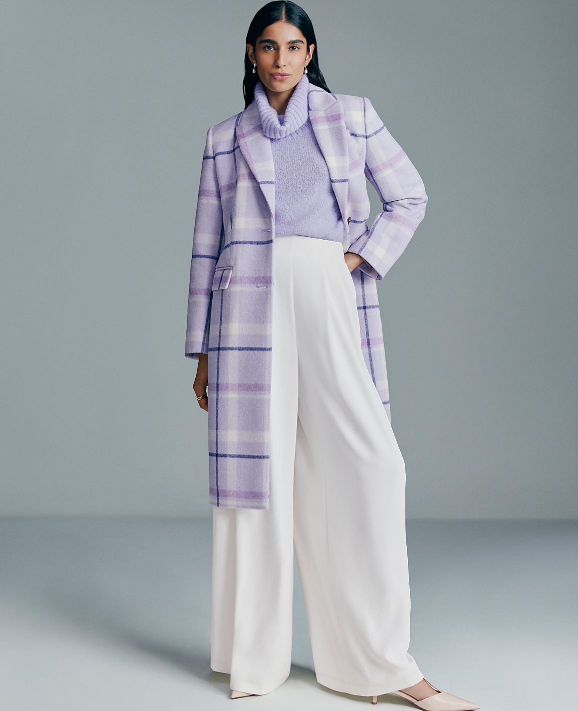 Petite Plaid Chesterfield Coat