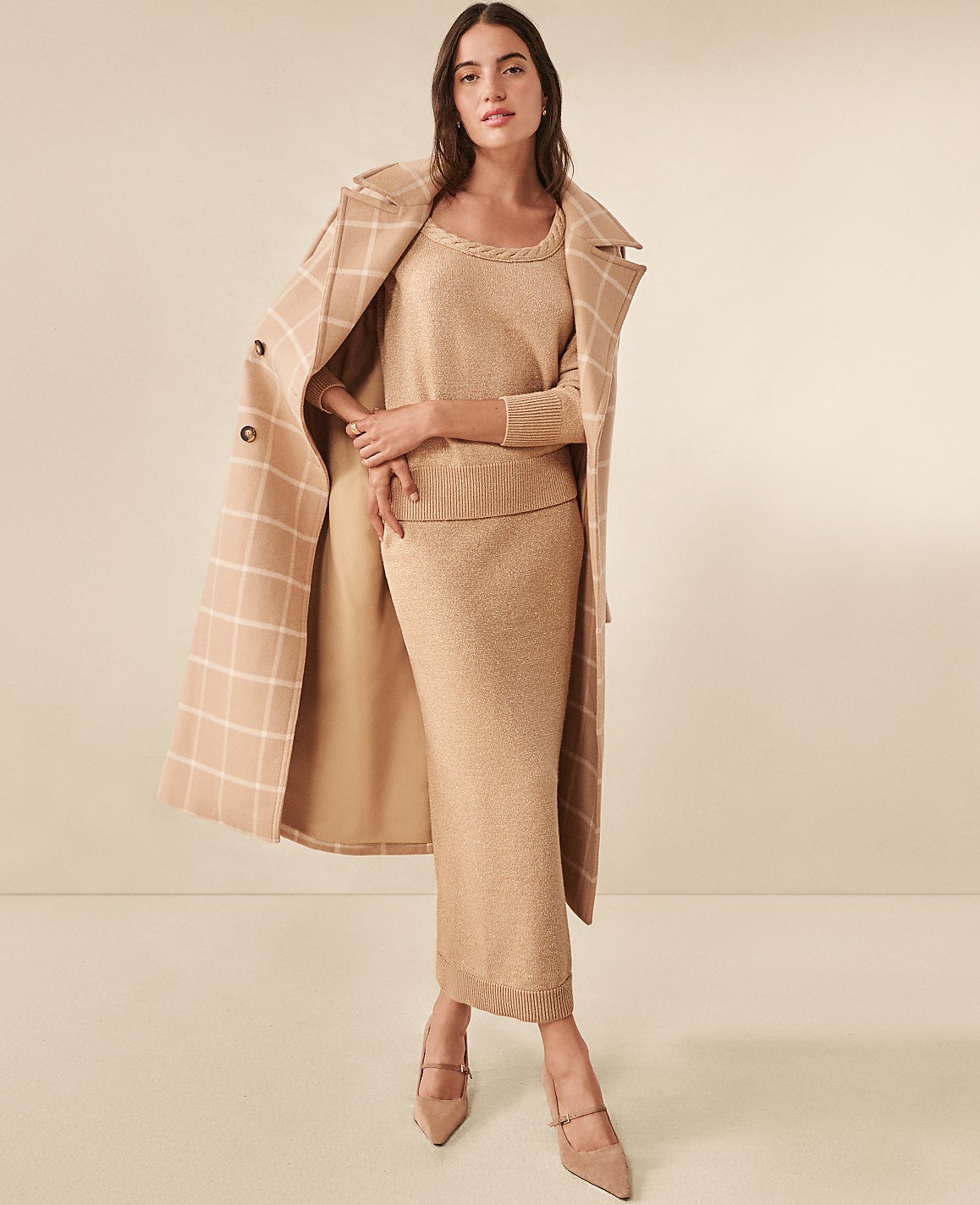 Petite Lurex Midi Sweater Skirt