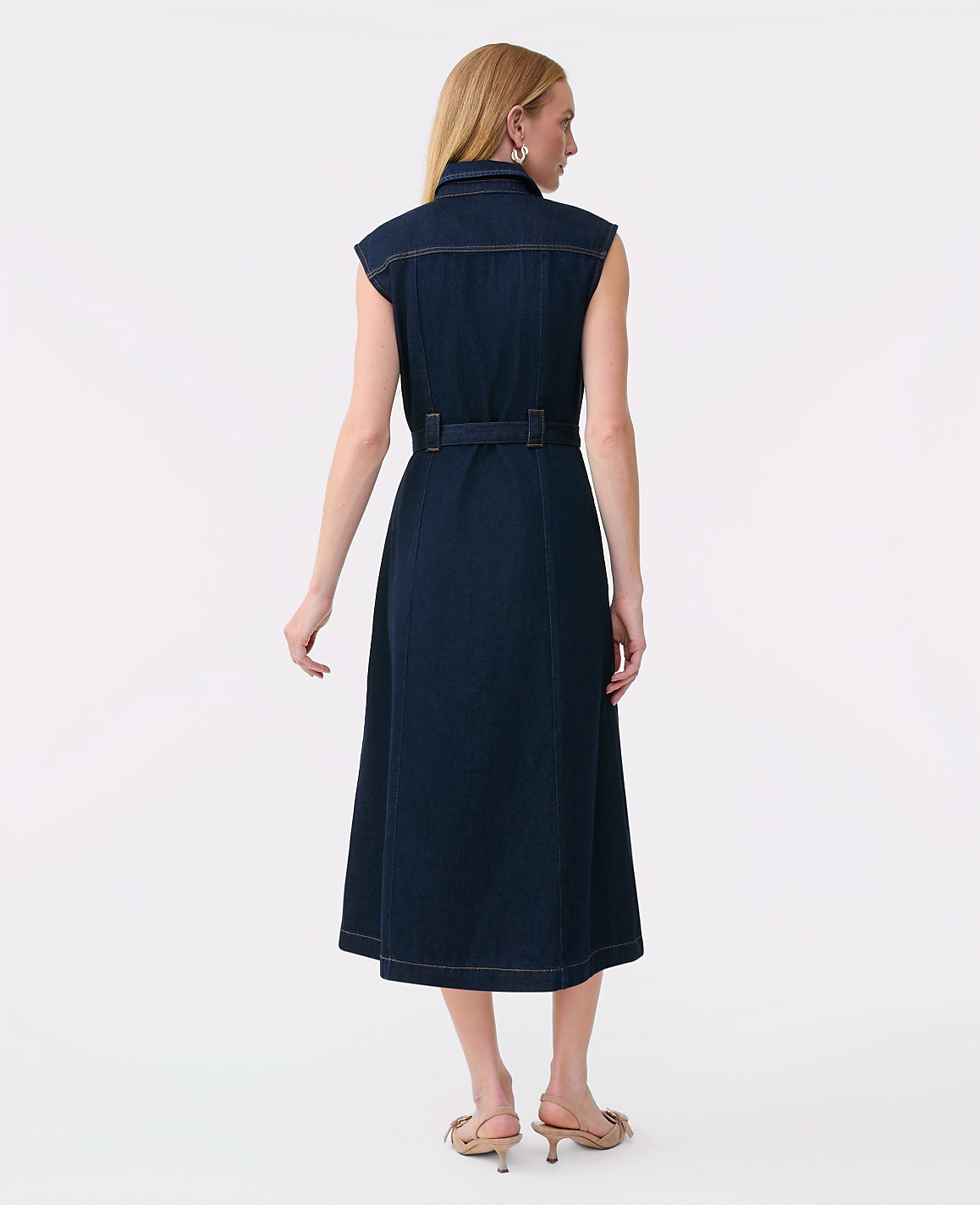 Belted Denim Midi Shirtdress