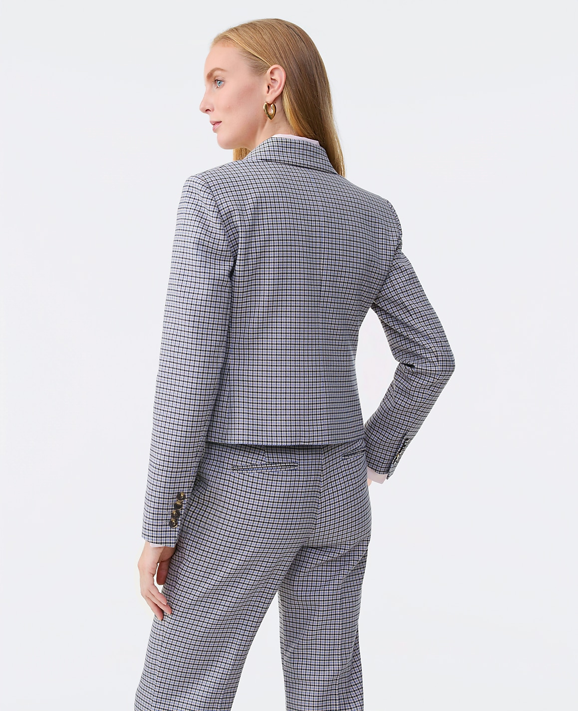 The Fitted Single Button Blazer in Houndstooth