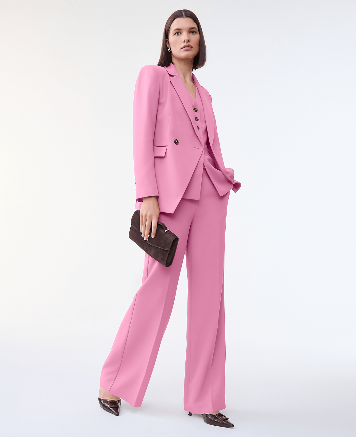 The Petite Wide-Leg Flare Trouser in Fluid Crepe