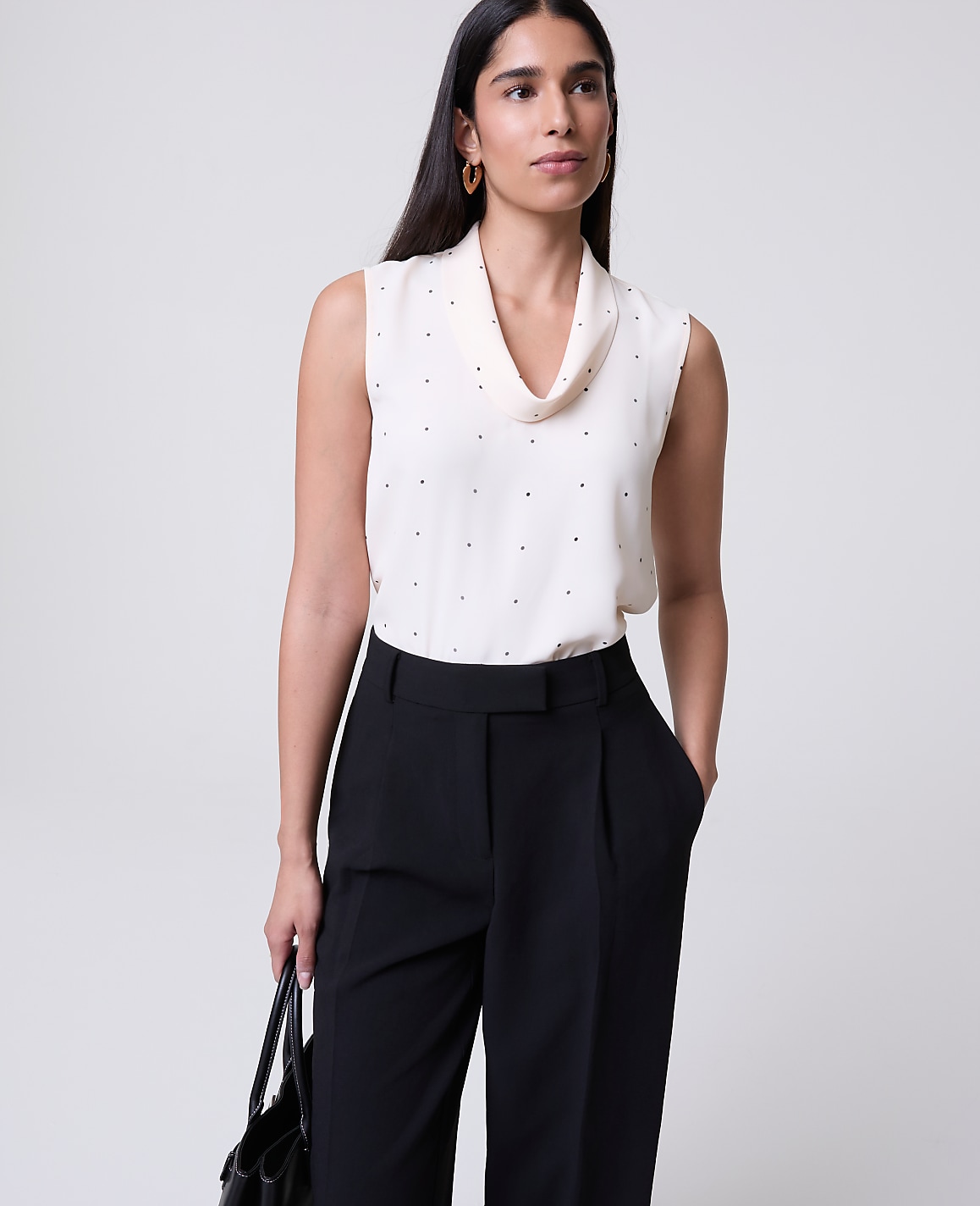 Petite Dotted Cowl Neck Top