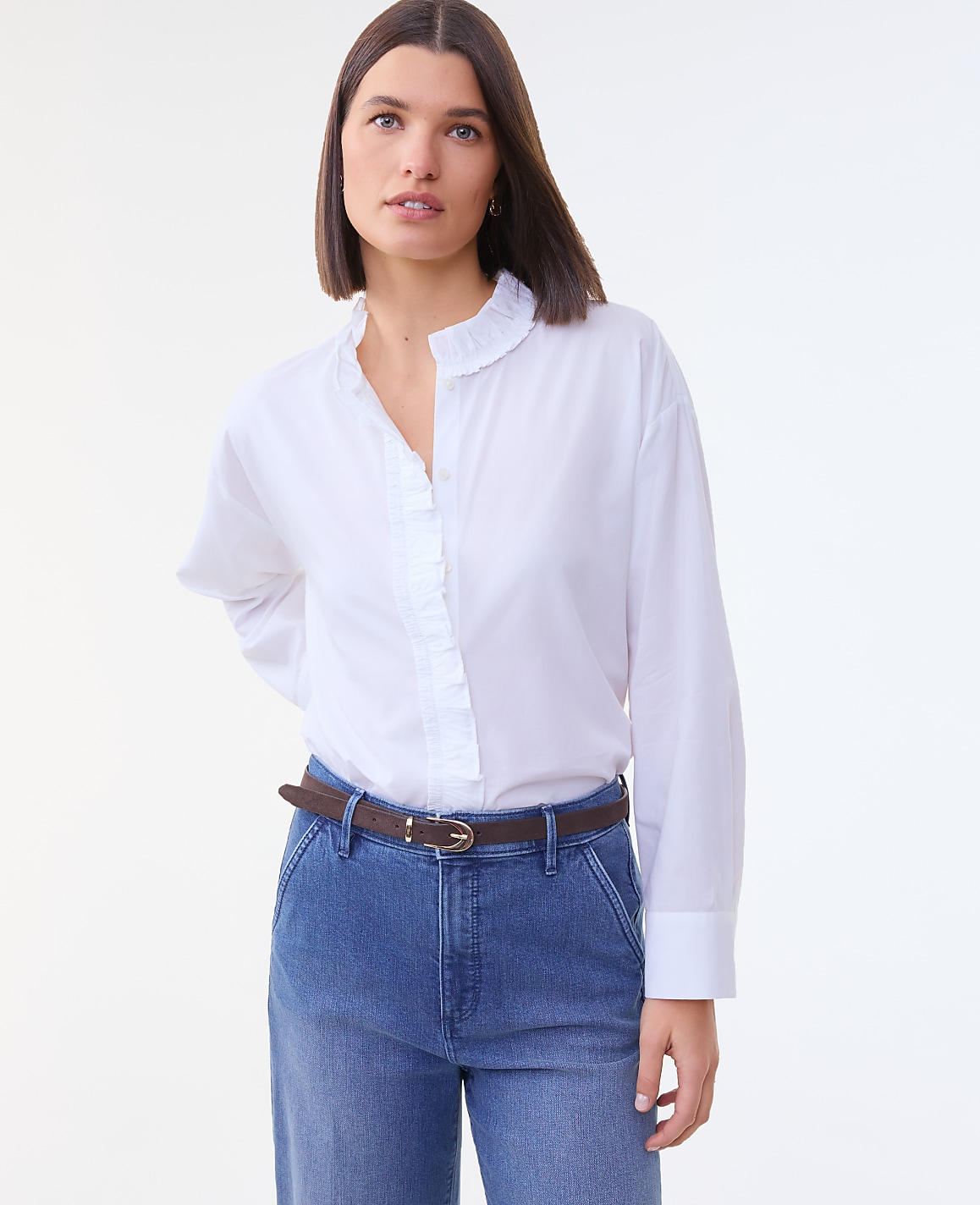 Ruffle Button Down Shirt