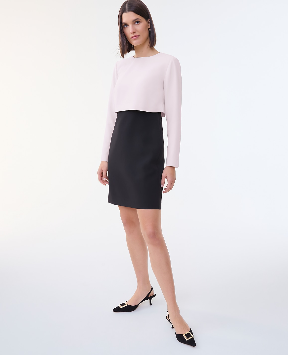 Colorblock Crew Neck Shift Dress