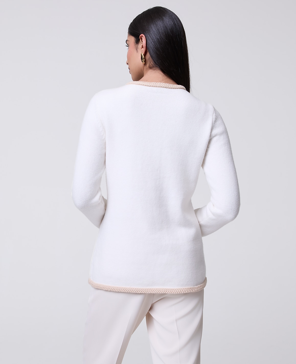 Textured Trim Sweater Jacket