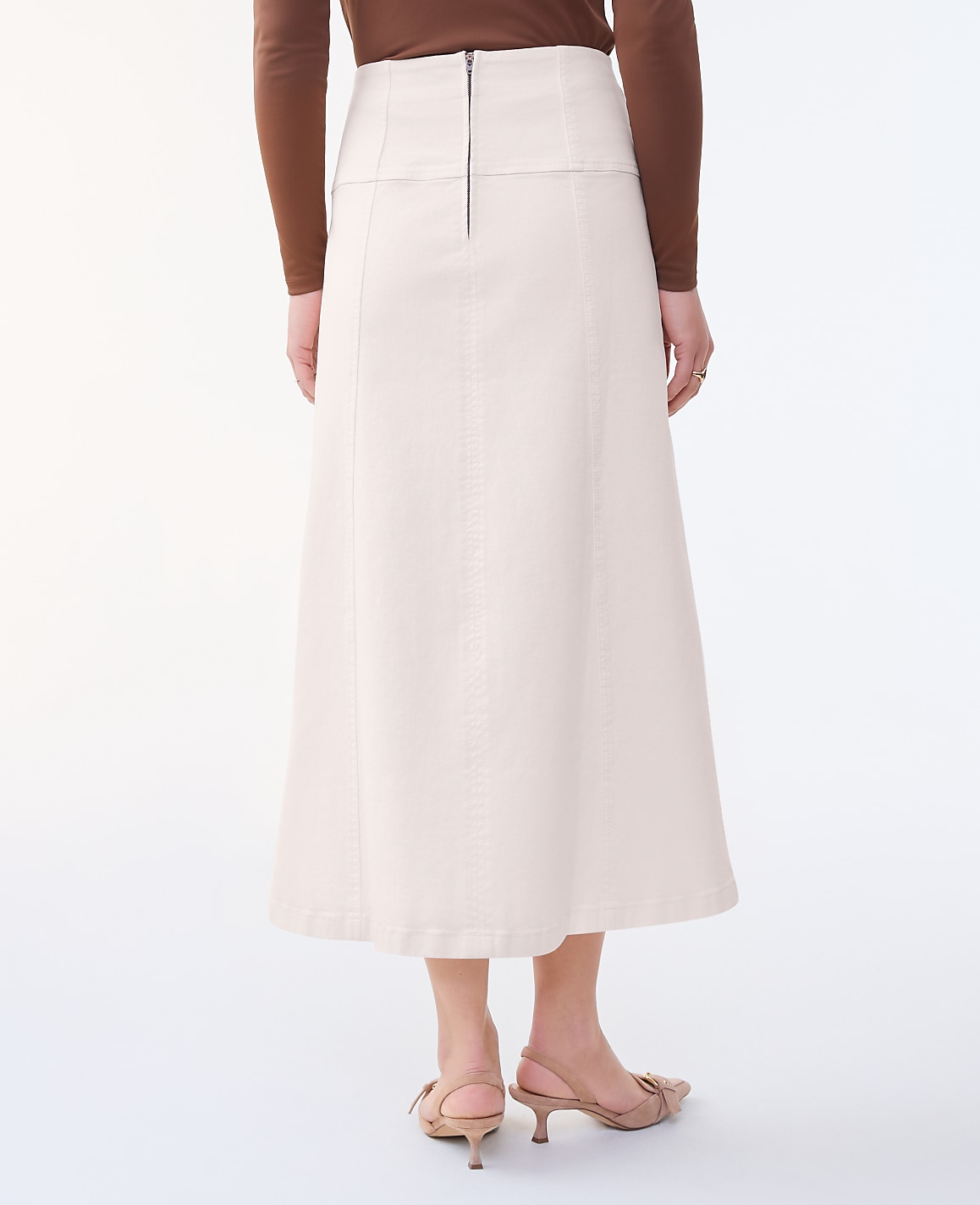 Horsebit Denim Midi Skirt