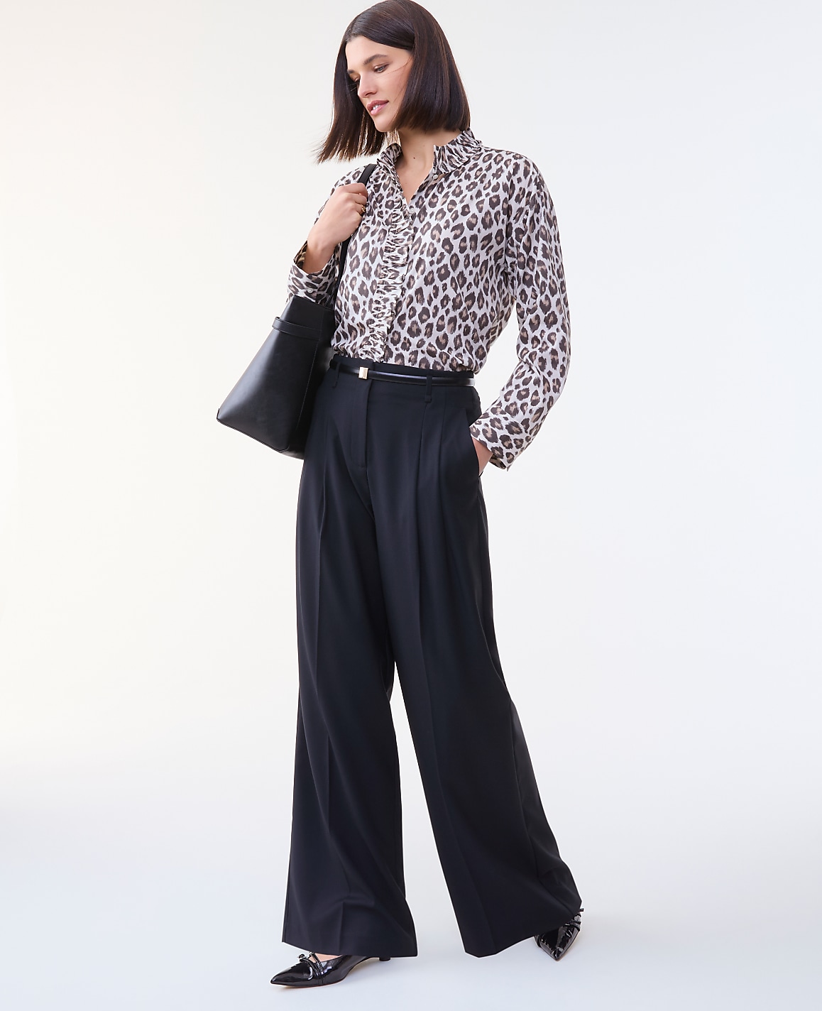 Animal Print Ruffle Shirt