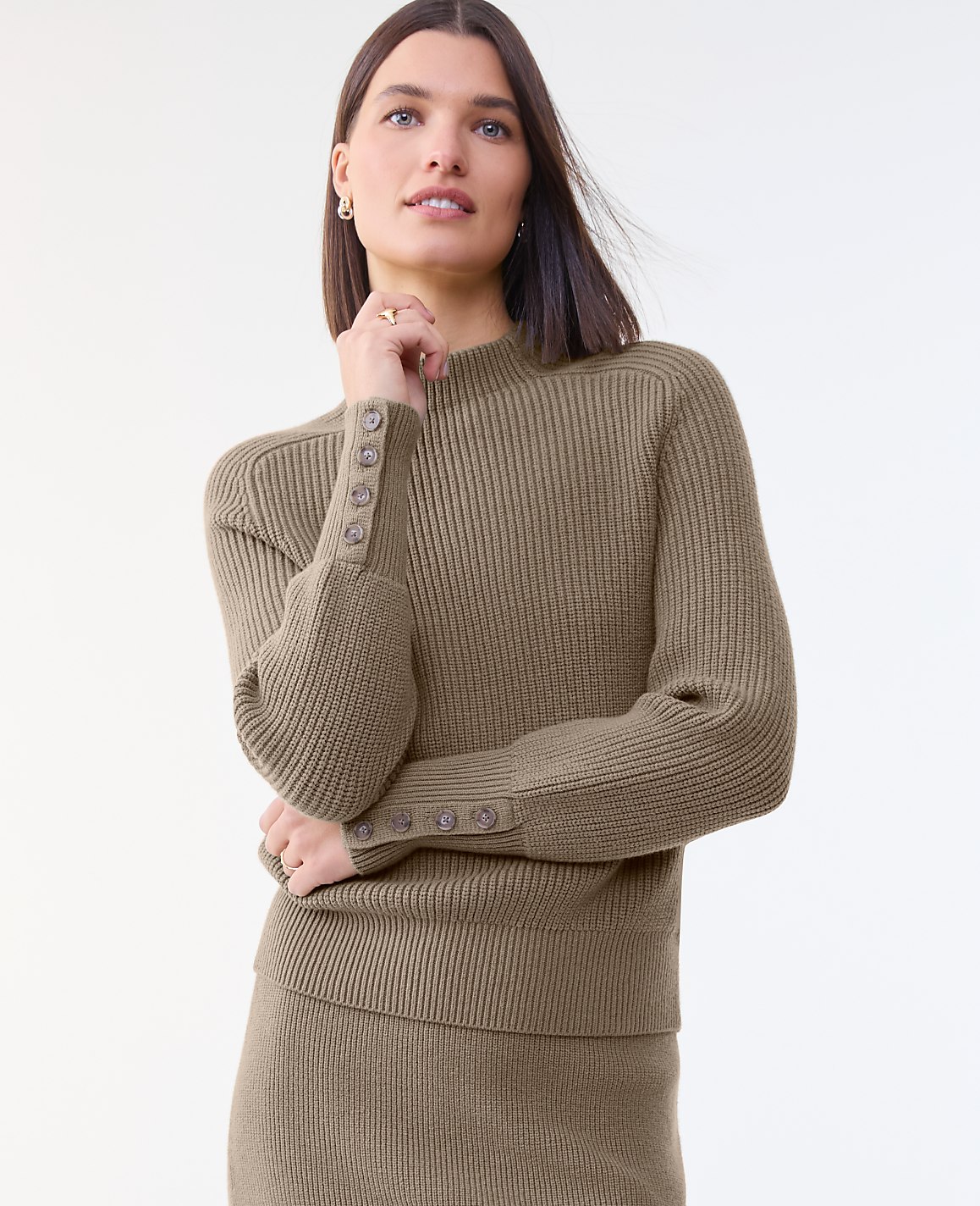 Ribbed Button Sweater