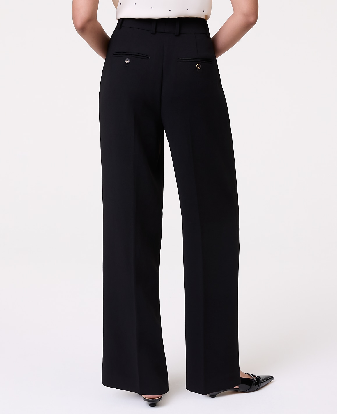 The Petite Pleated Straight Pant in Textured Crepe