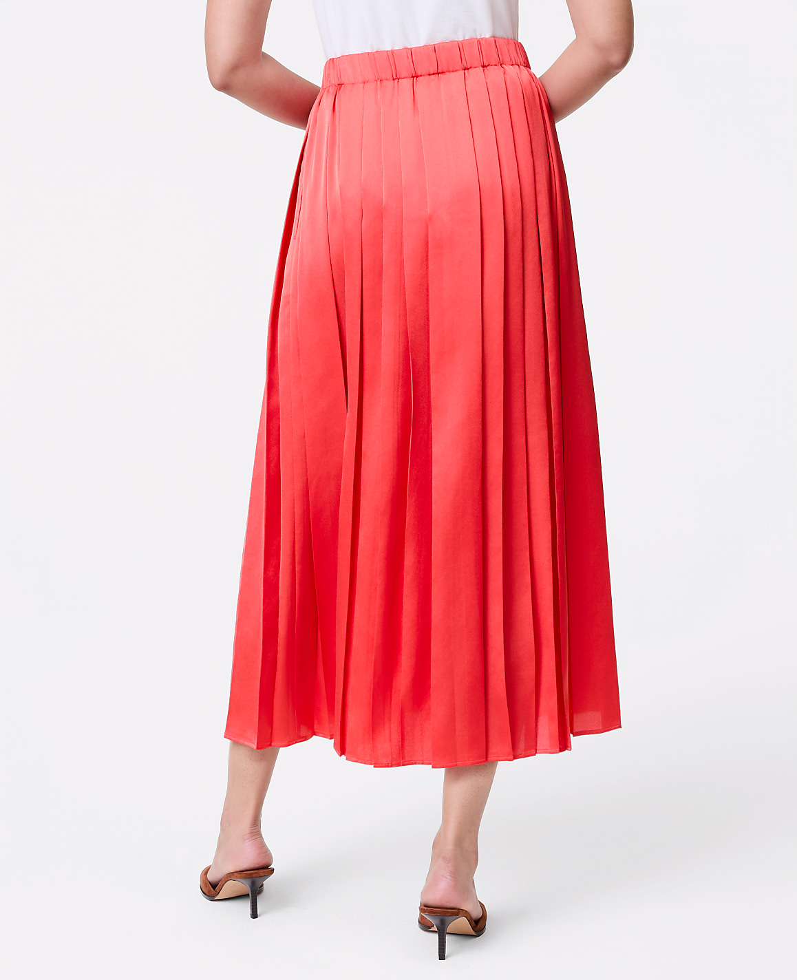 Satin Pleated Midi Skirt