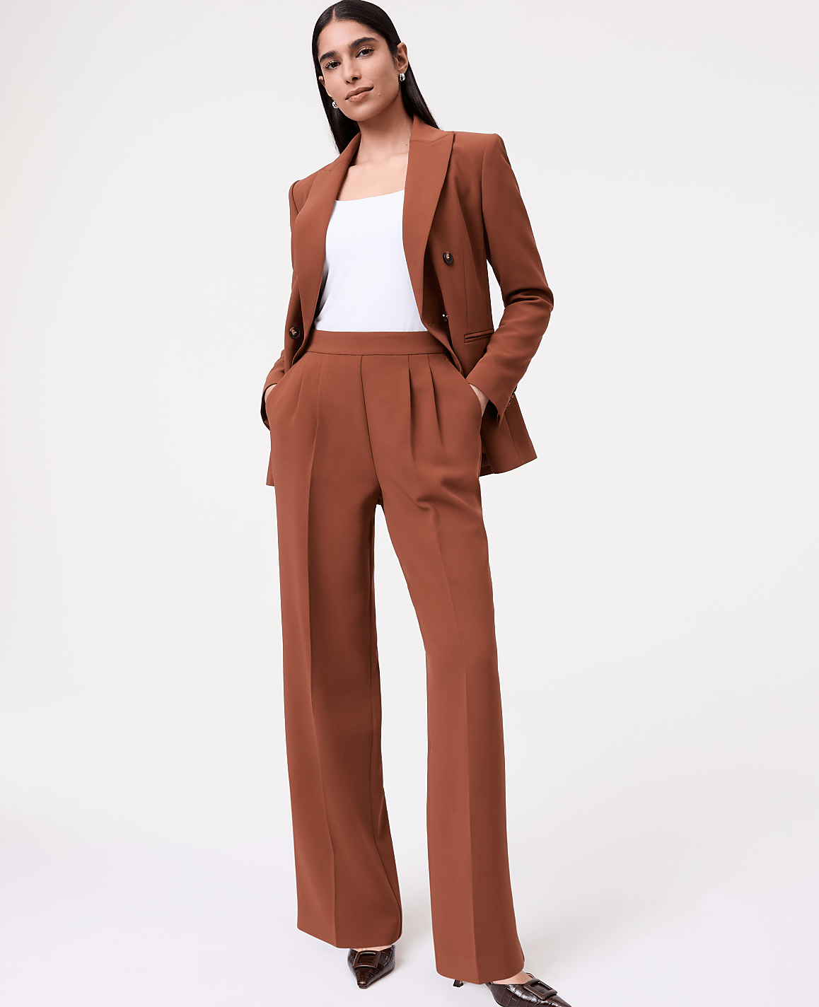 The Side Zip Wide-Leg Pant in Textured Crepe