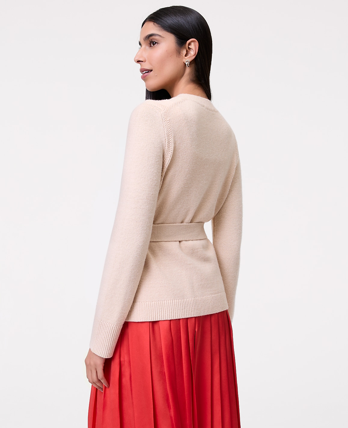 Belted Crew Neck Cardigan