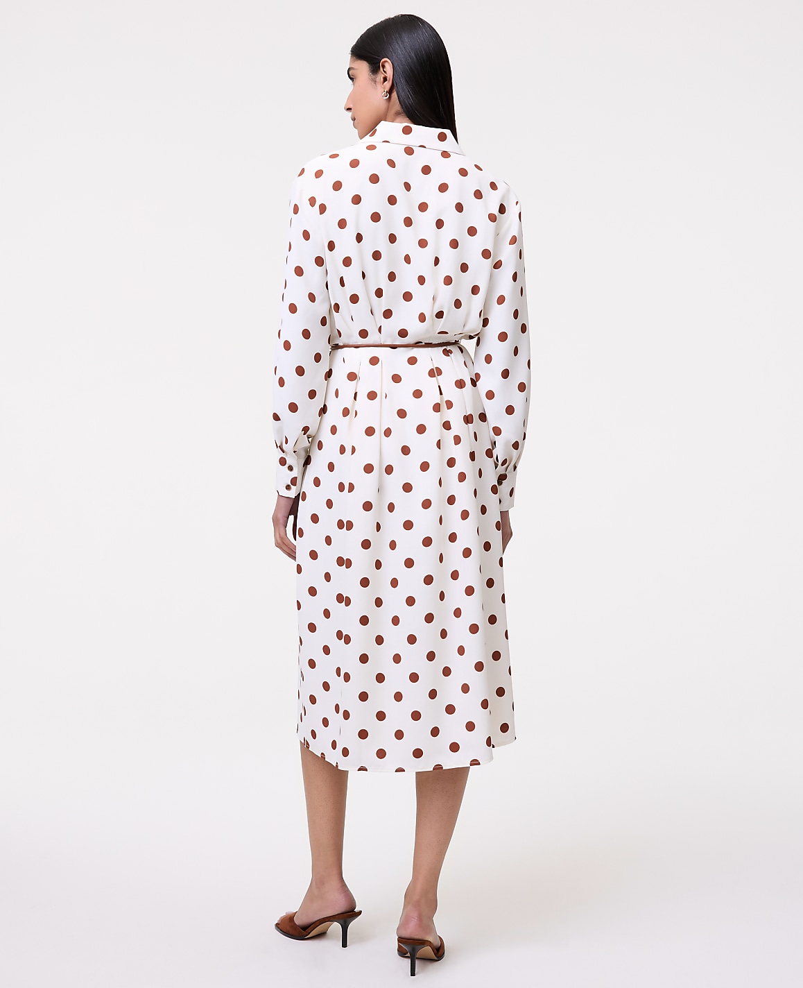 Dotted Satin Midi Shirtdress