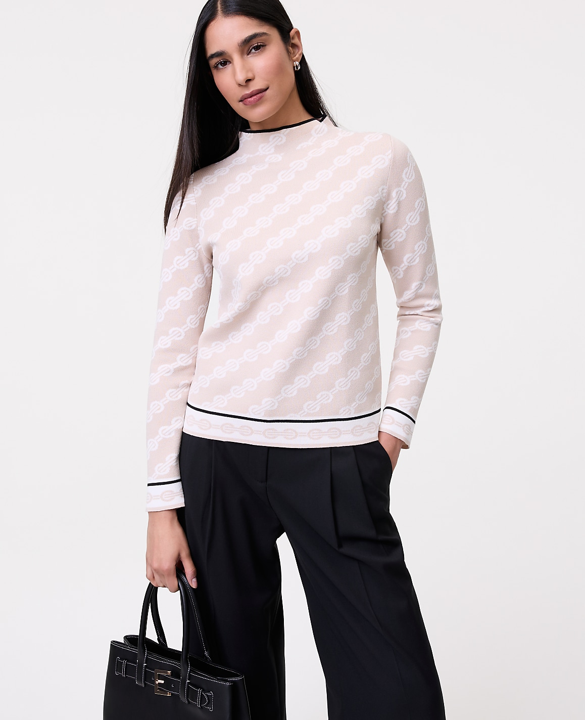 Geo Mock Neck Sweater