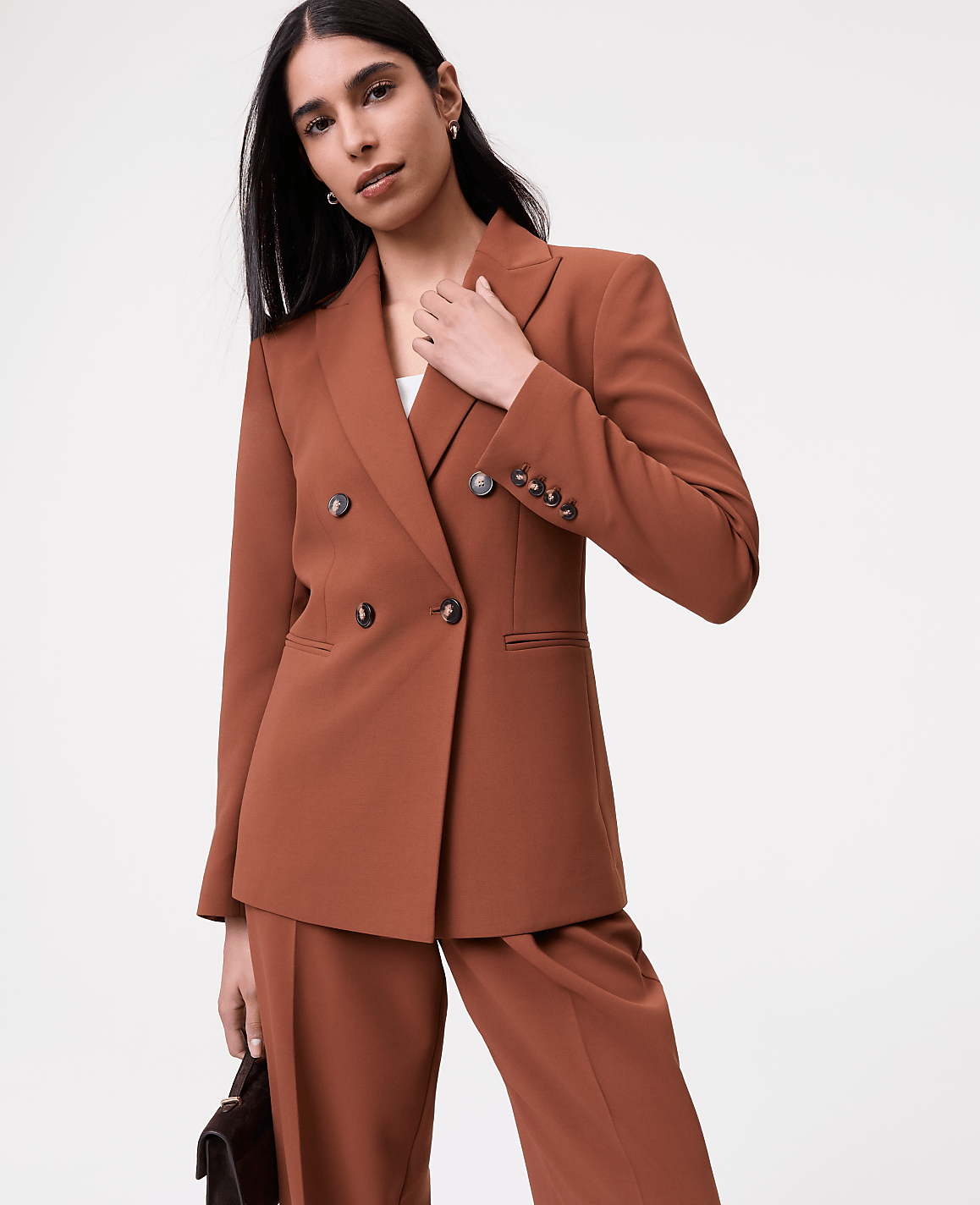 The Double Breasted Blazer in Textured Crepe