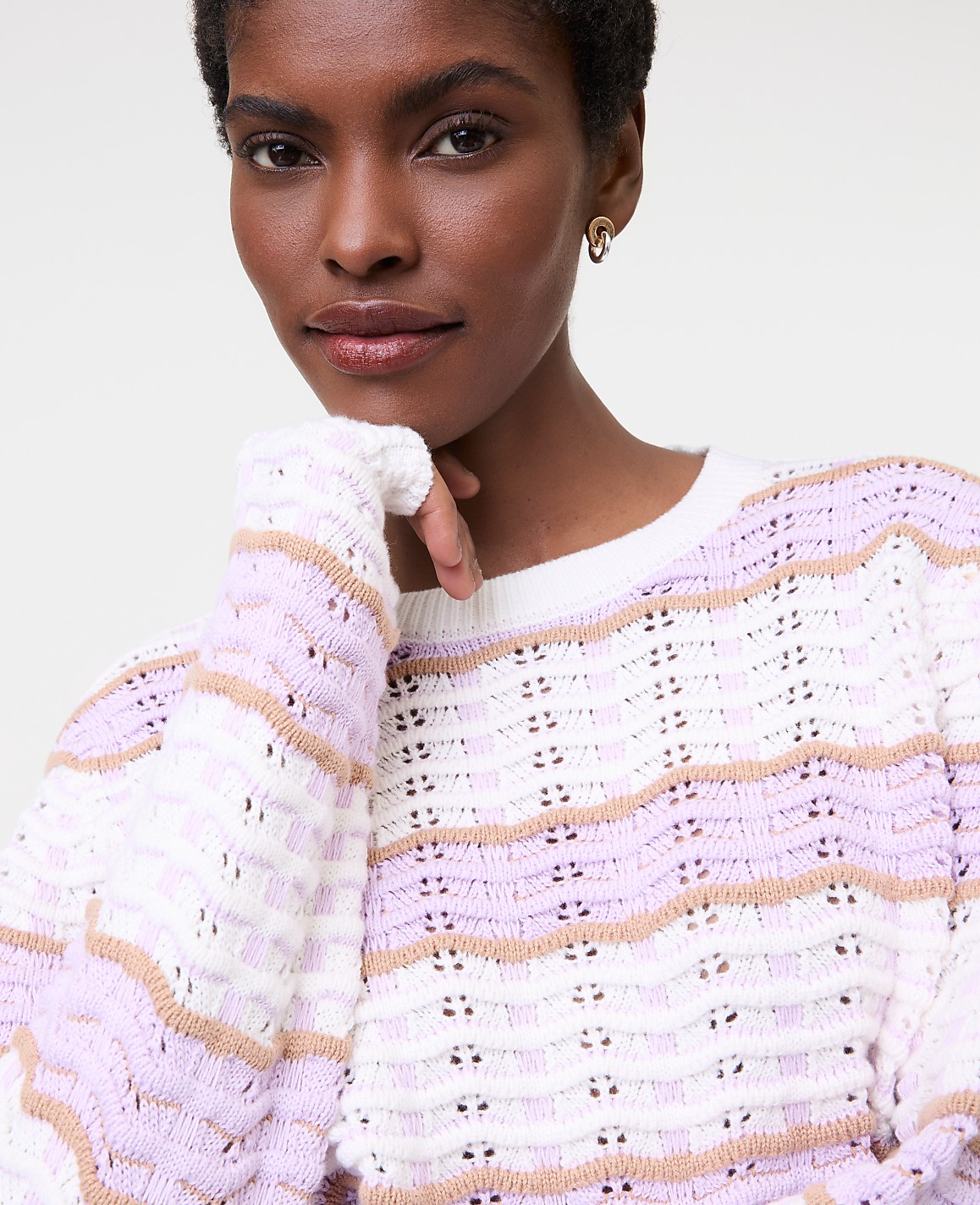 Textured Stitch Striped Sweater