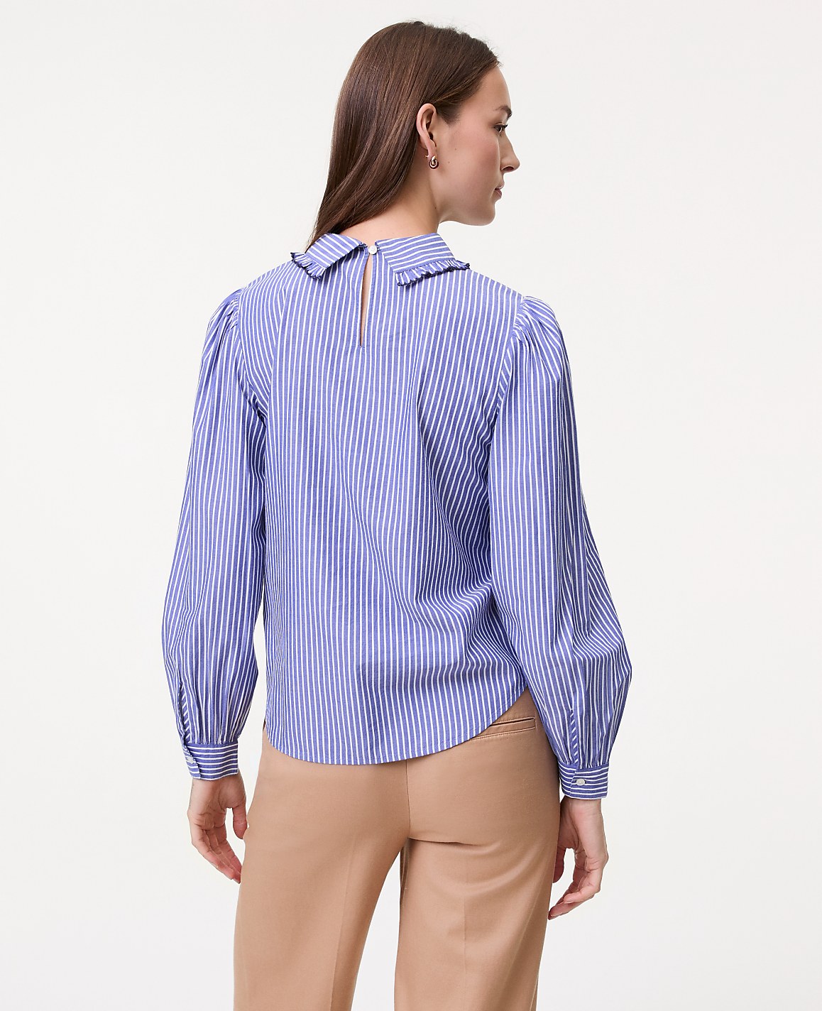 Weekend Striped Scalloped Blouse