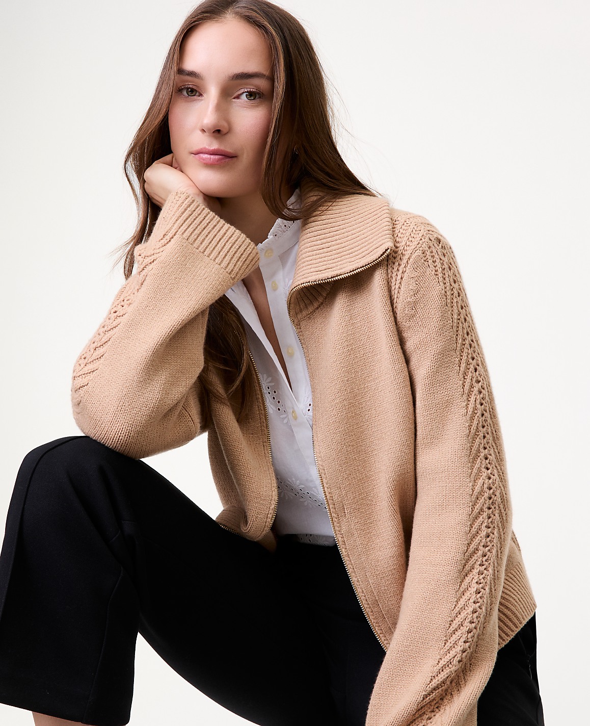 Weekend Contrast Stitch Sweater Jacket
