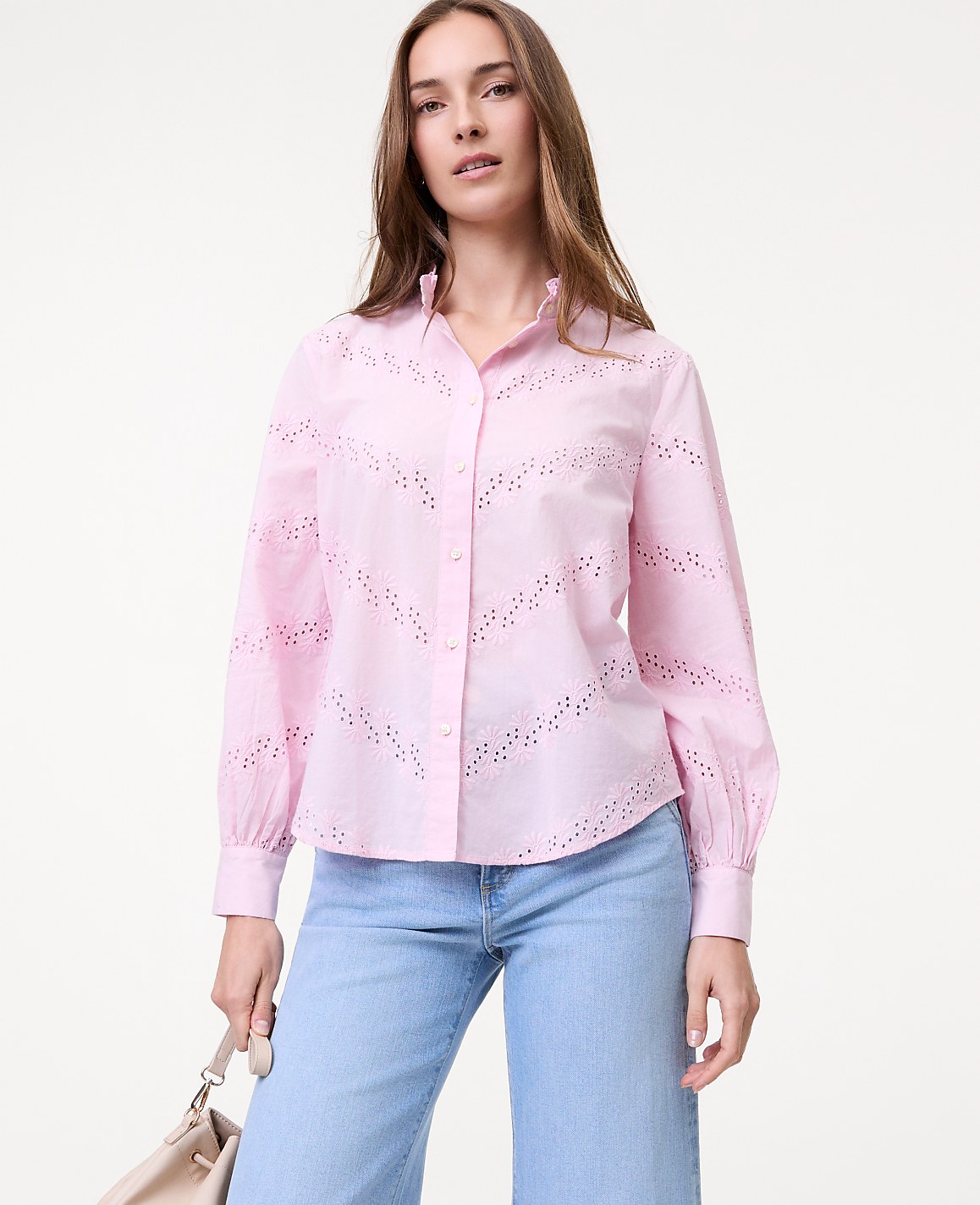 Weekend Eyelet Ruffle Collar Shirt