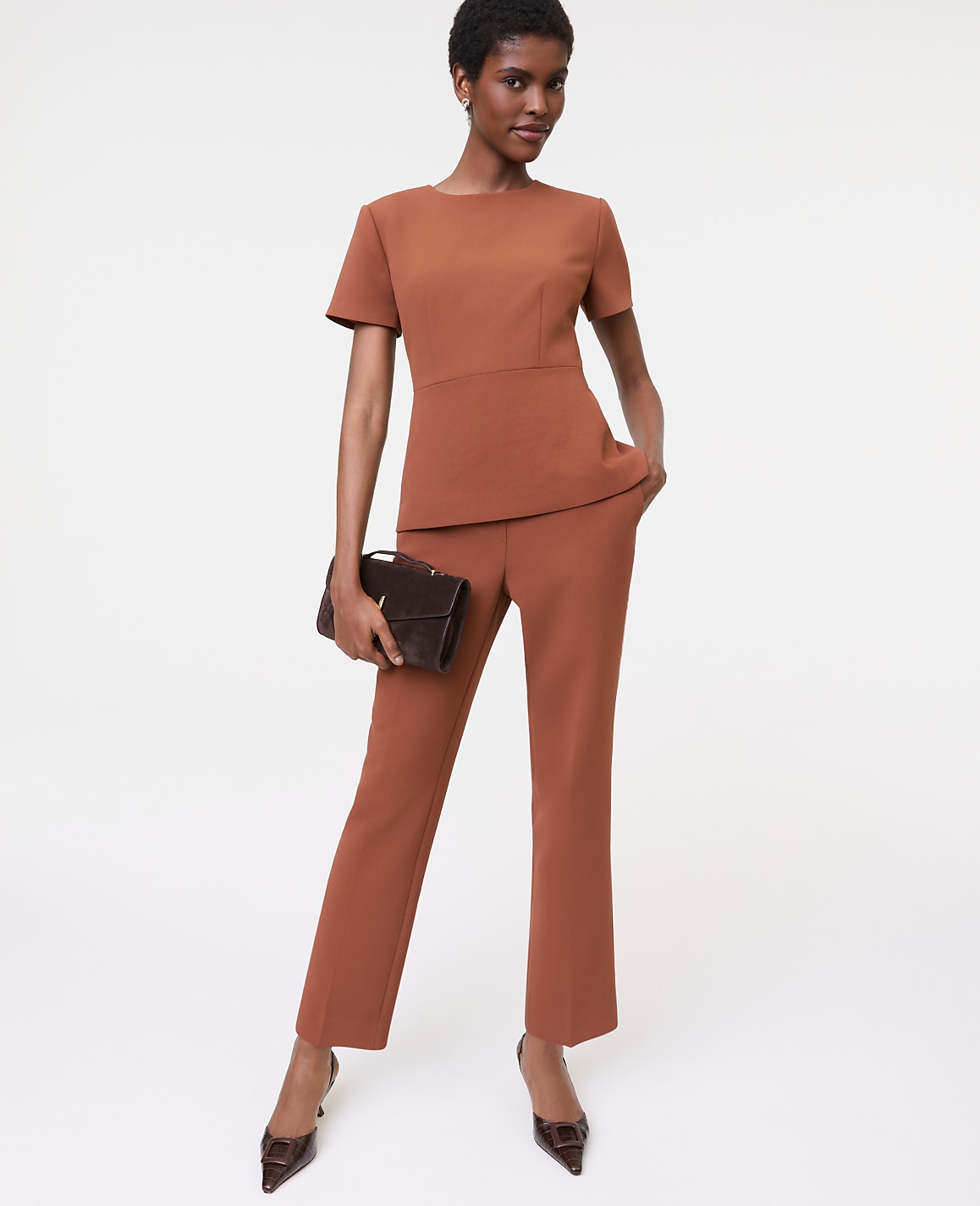 The Relaxed Ankle Pant in Textured Crepe