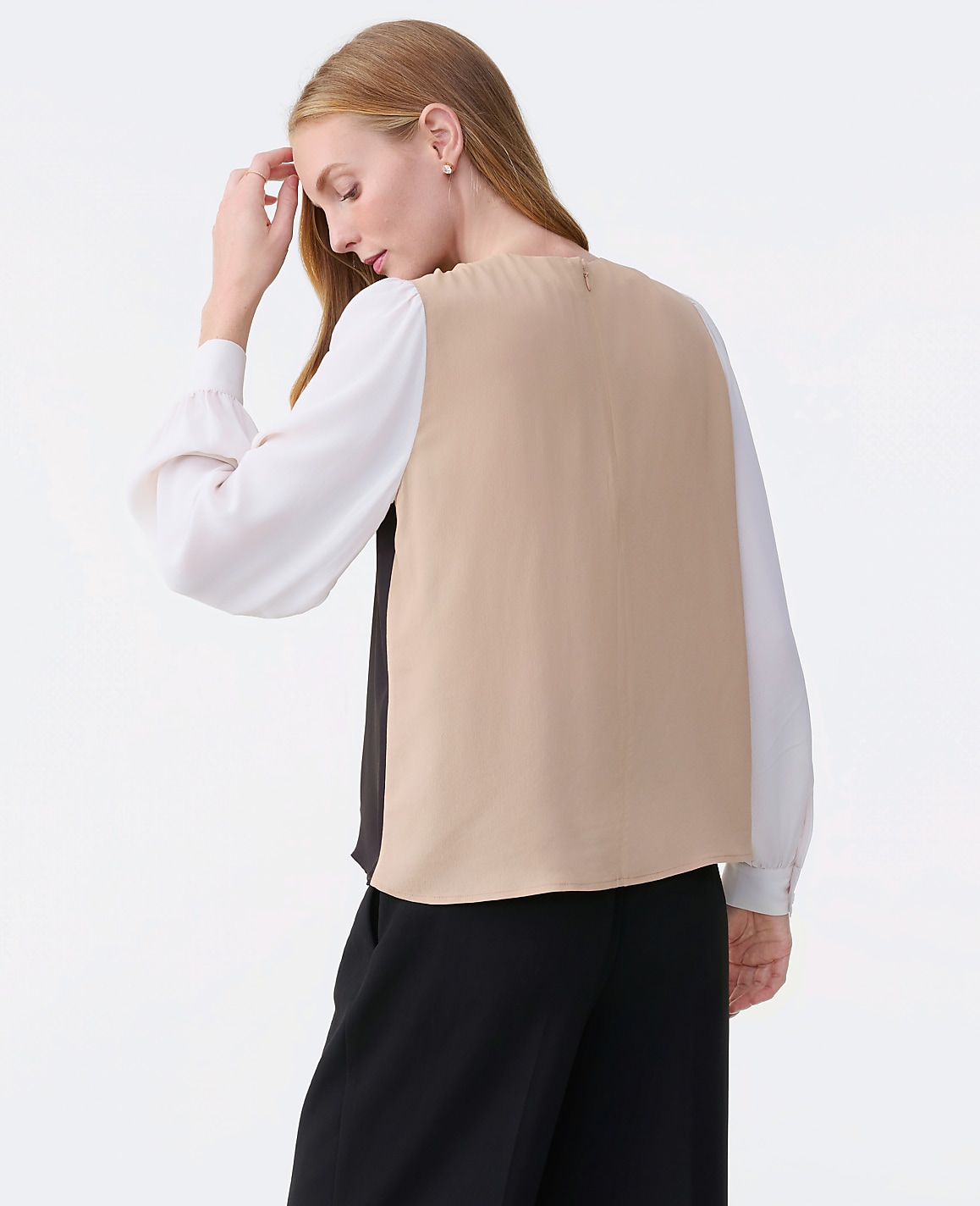 Colorblock Crew Neck Blouse