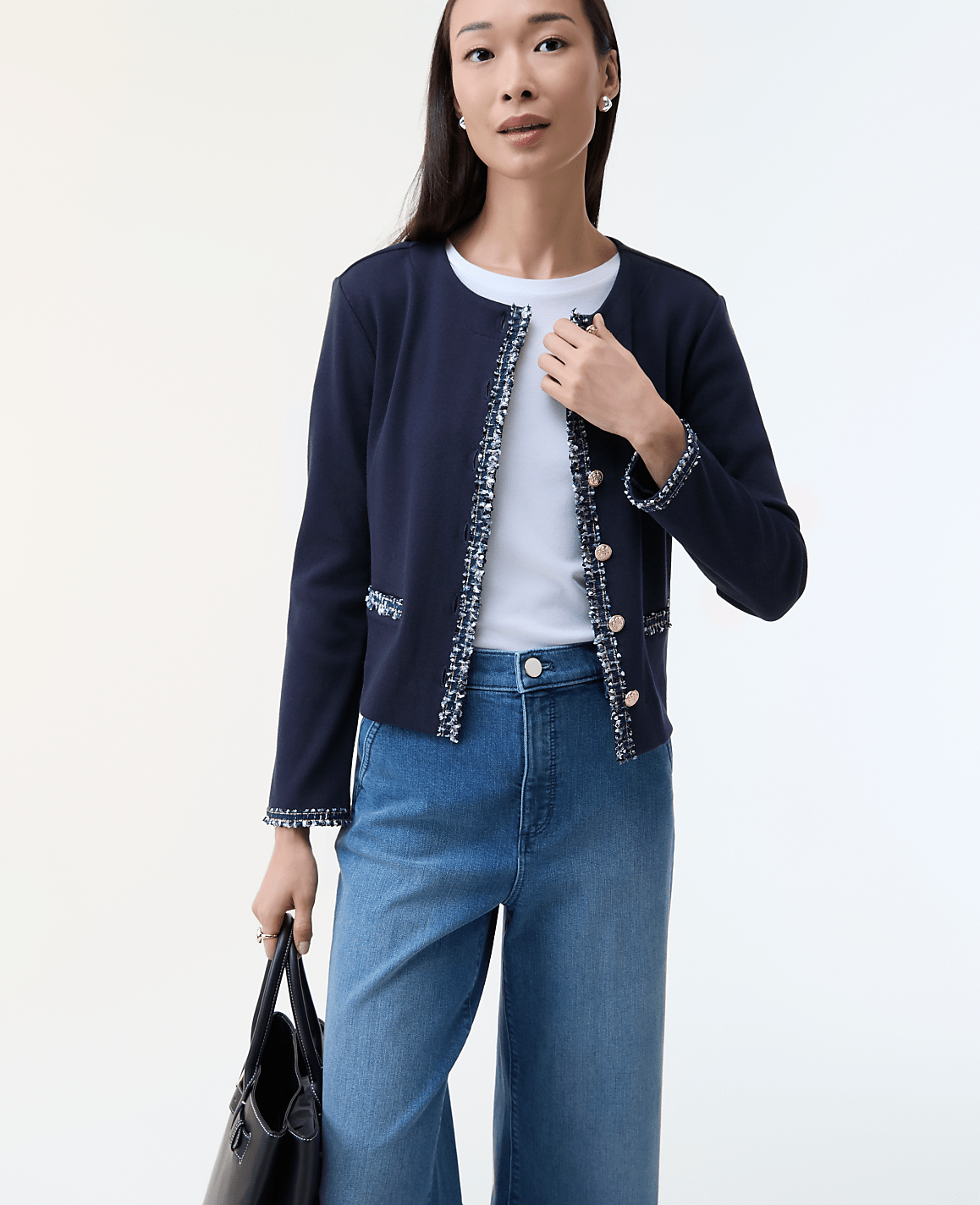 Petite Denim Trim Jacket