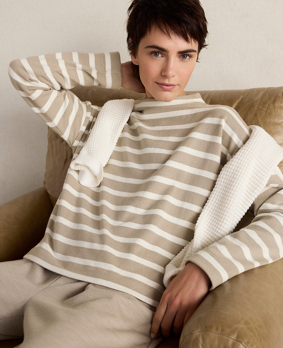 Haven Well Within Organic Cotton Funnel Neck Striped Pullover