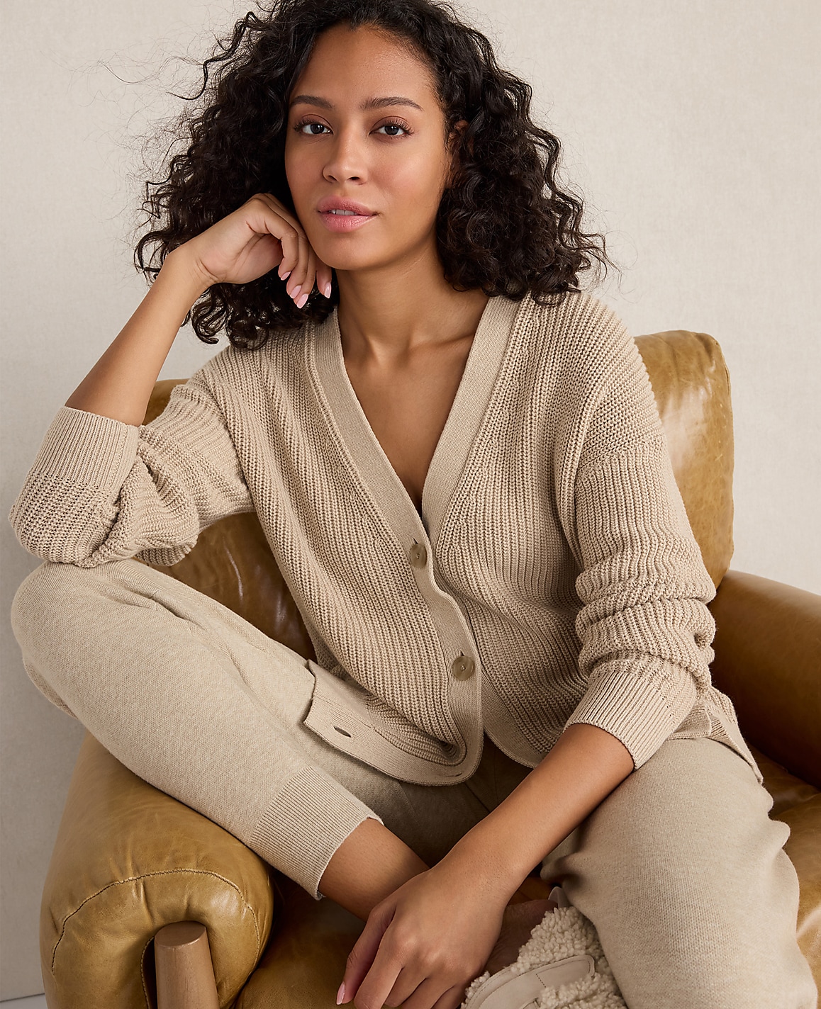 Haven Well Within Organic Cotton Shaker Stitch Heathered Cardigan