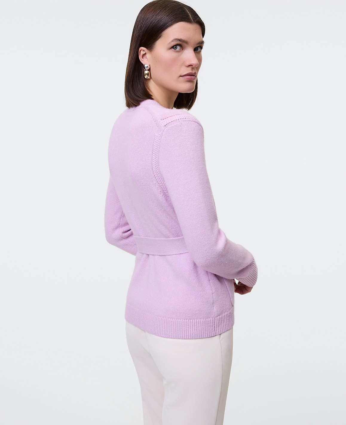 Belted Crew Neck Cardigan