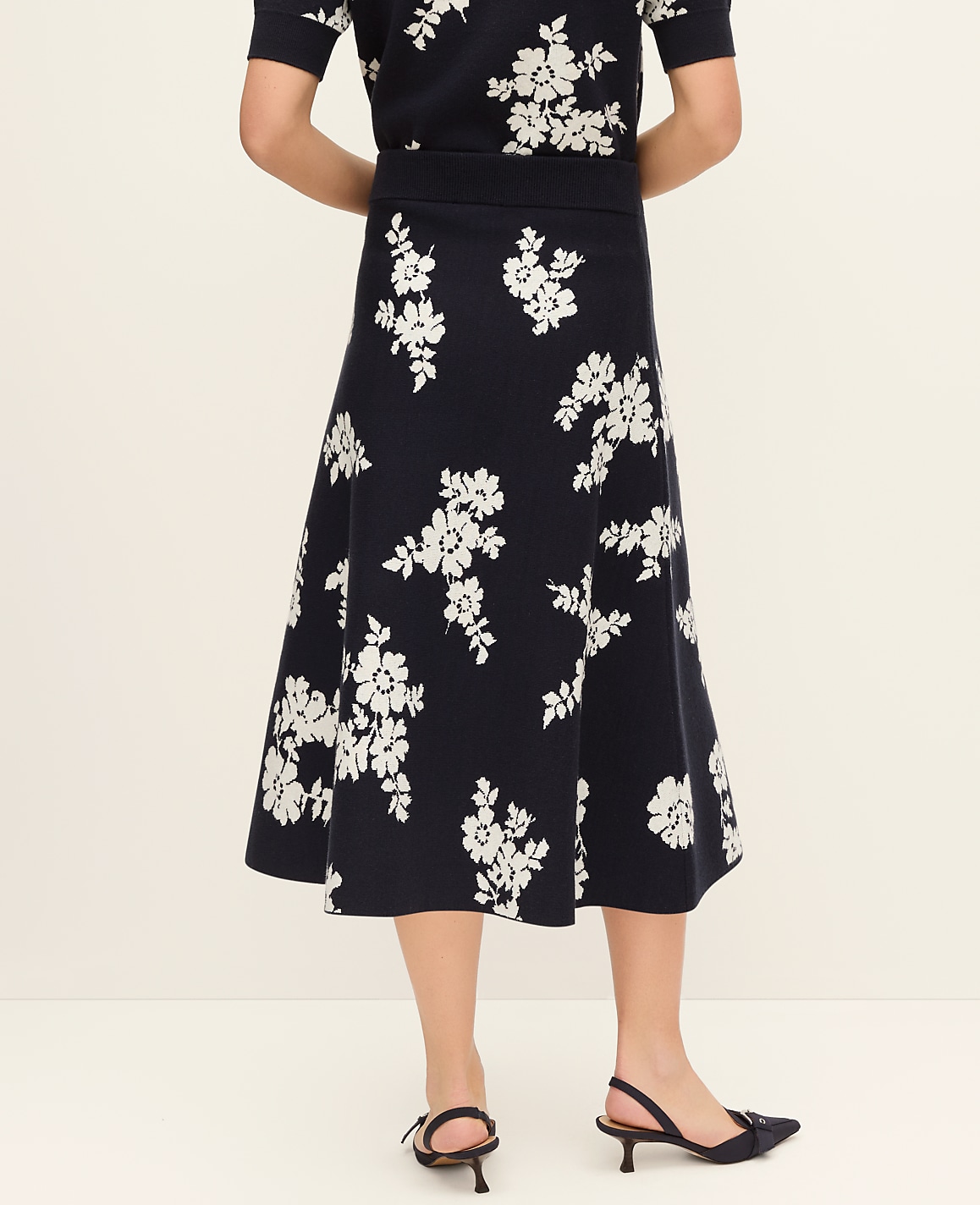 Floral Jacquard Midi Skirt