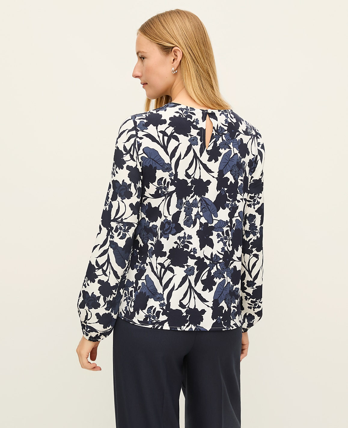 Floral Pleated Front Mixed Media Blouse