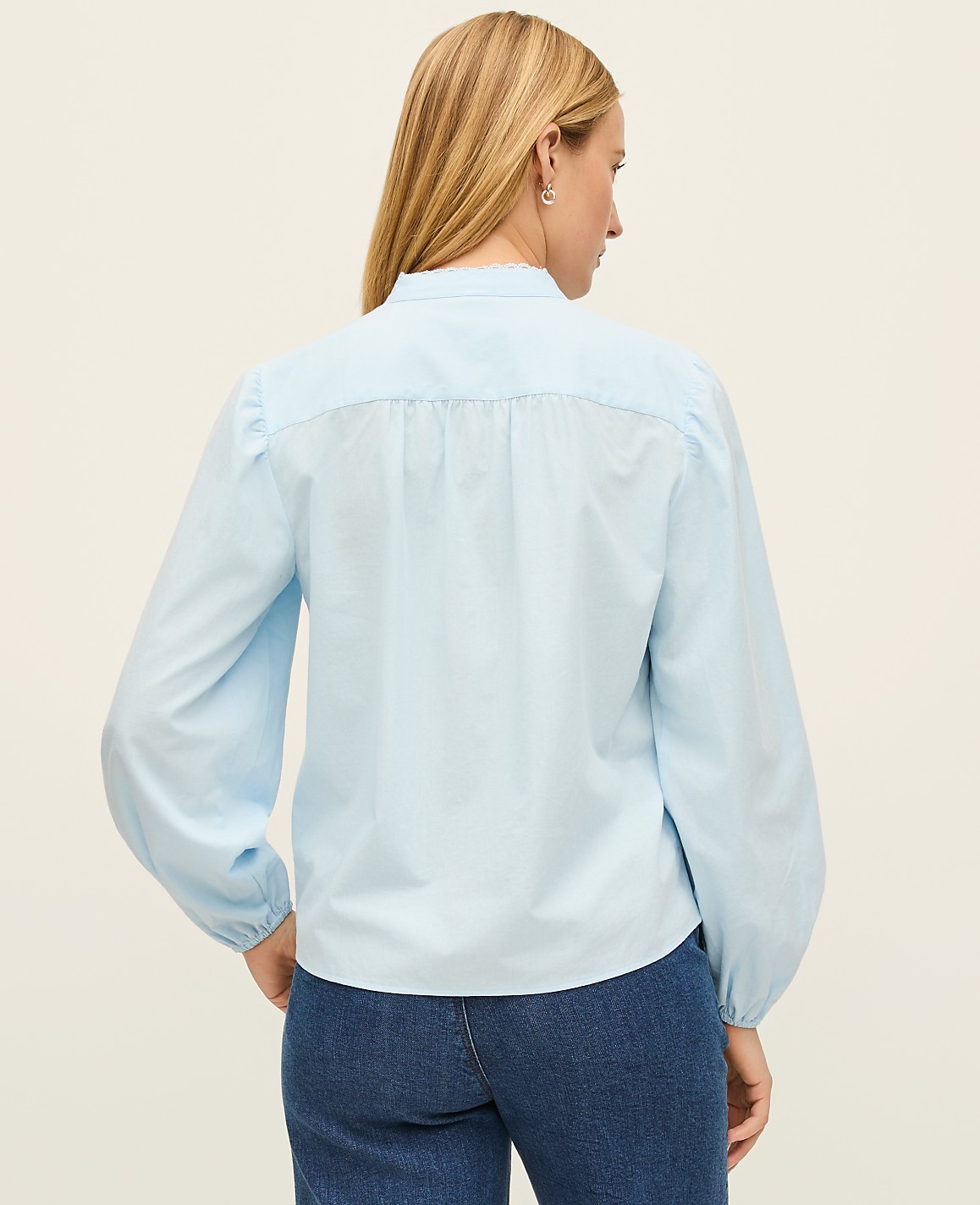 Petite Embroidered Collar Blouse