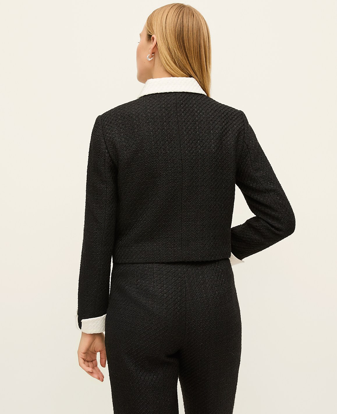 Petite Contrast Trim Tweed Jacket