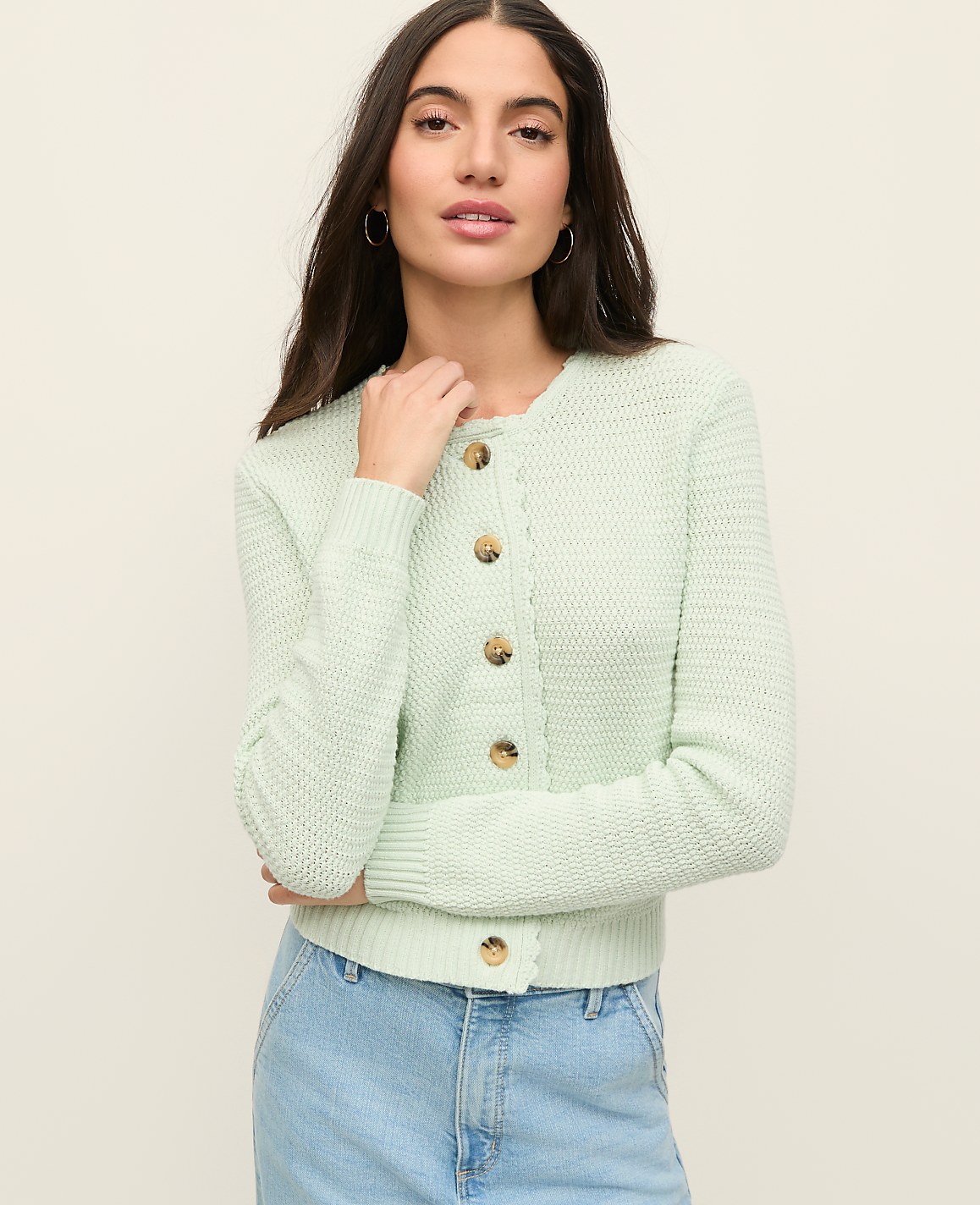 Scalloped Trim Cardigan
