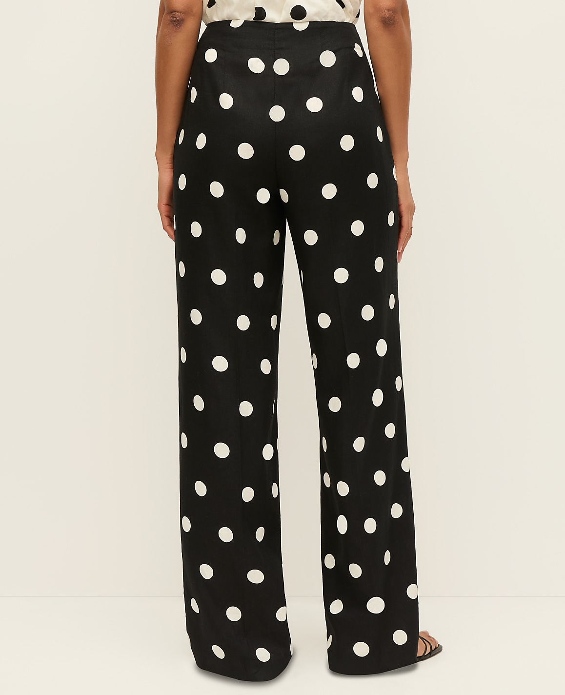 The Petite Dotted Side Zip Pant in Linen