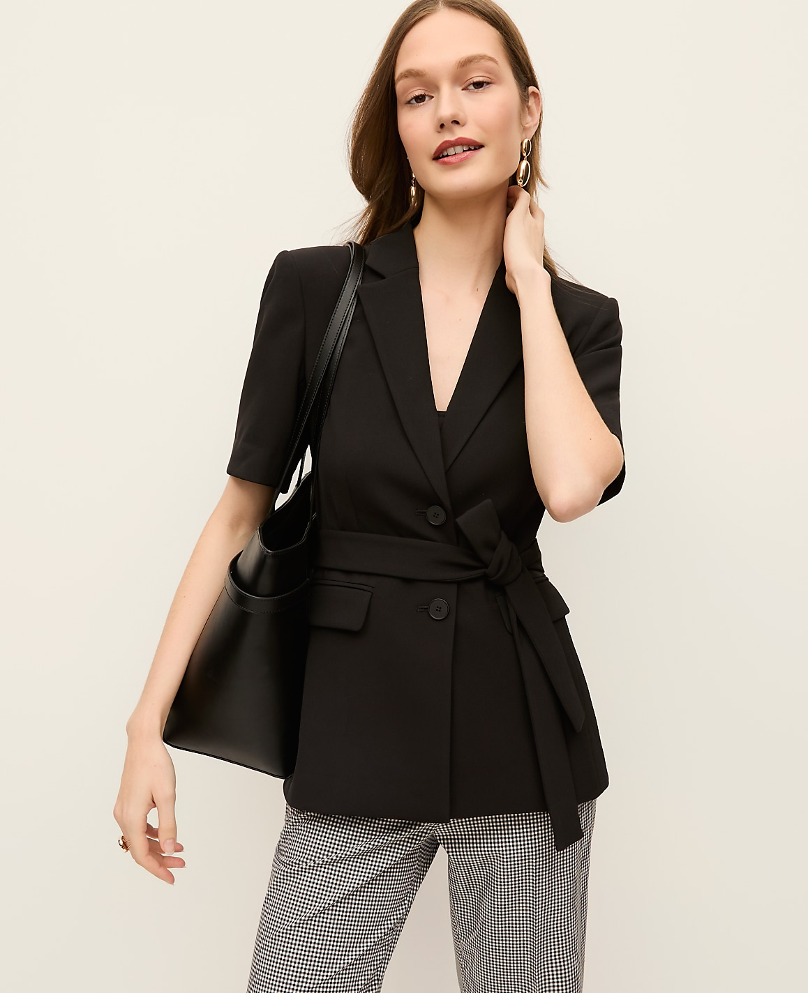 The Petite Fitted Belted Blazer in Crepe