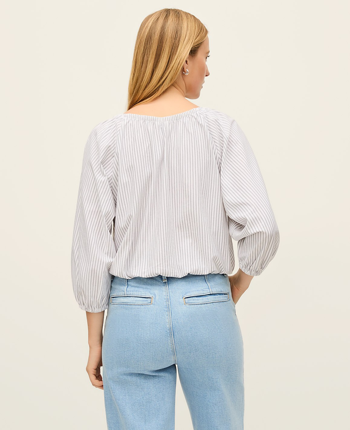 Petite Striped Bubble Hem Top