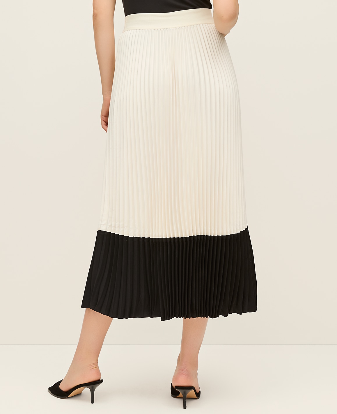 Colorblock Pleated Midi Skirt