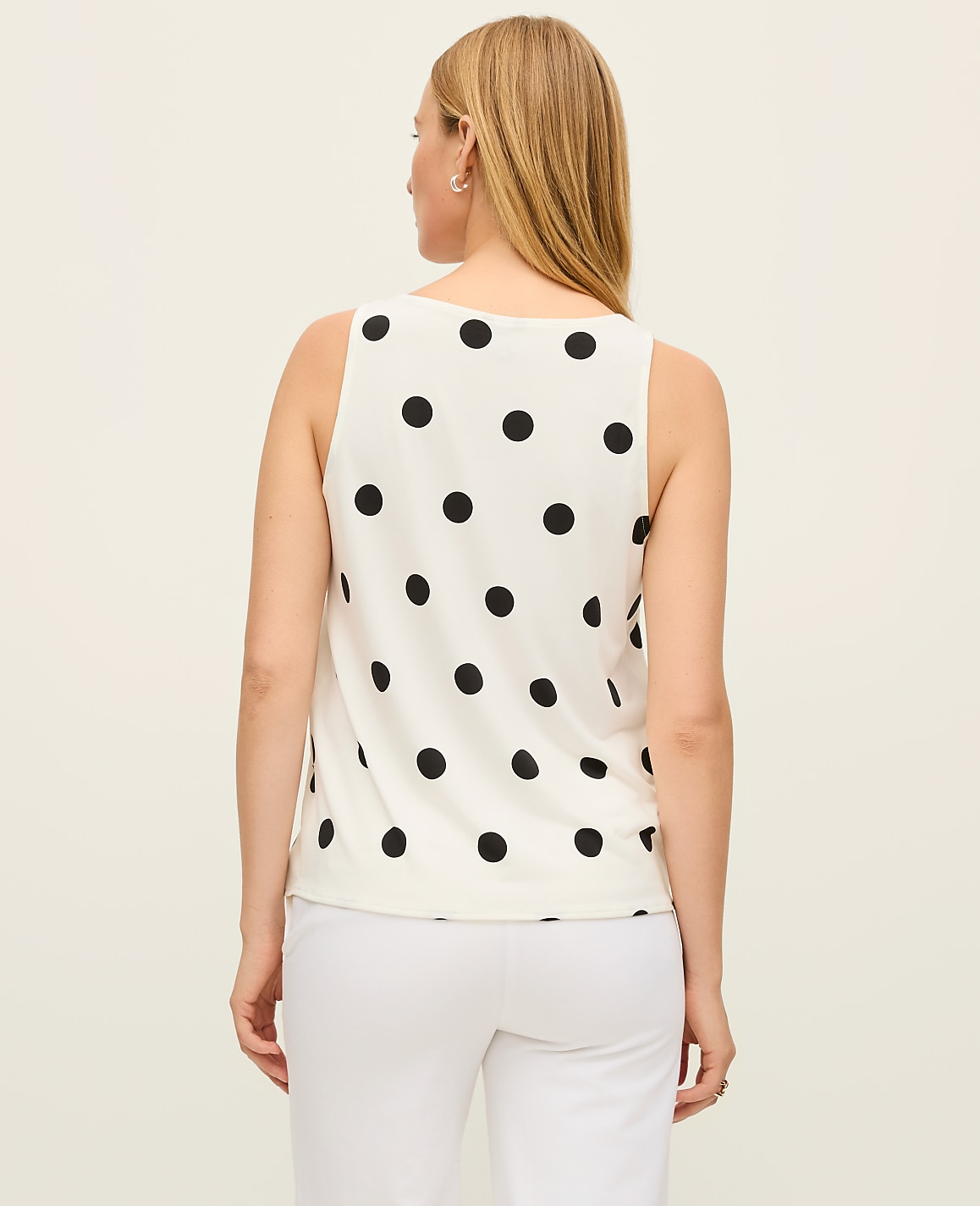 Dotted Mixed Media V-Neck Shell