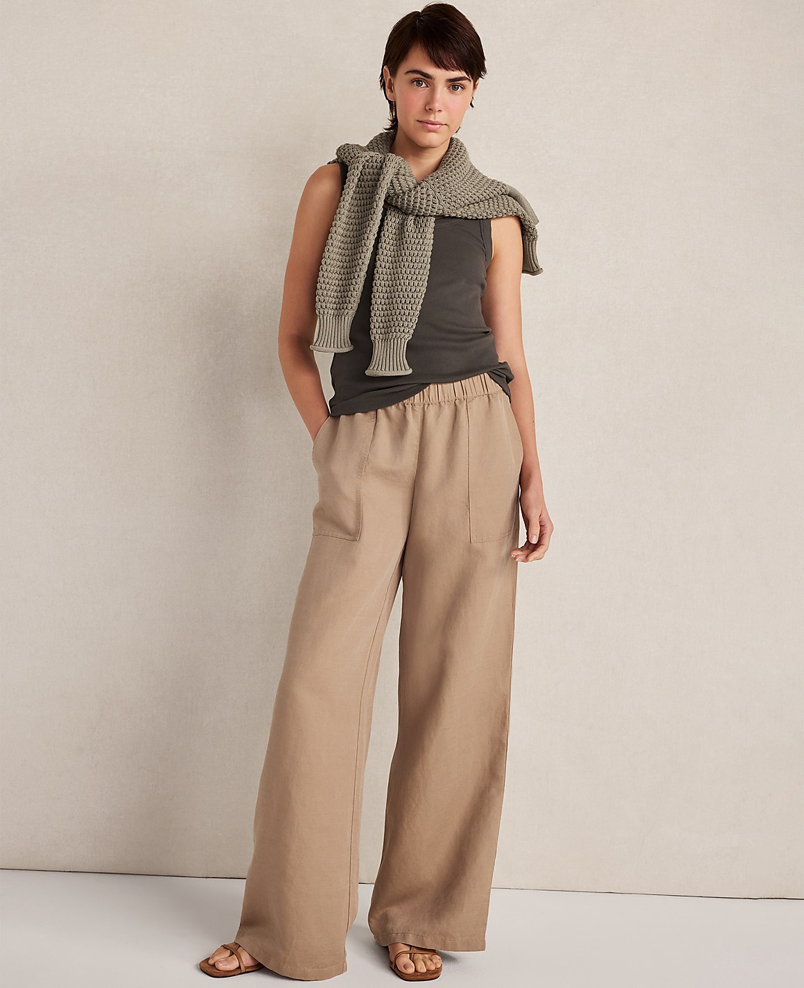 Haven Well Within Linen Blend Dobby Wide Leg Pants
