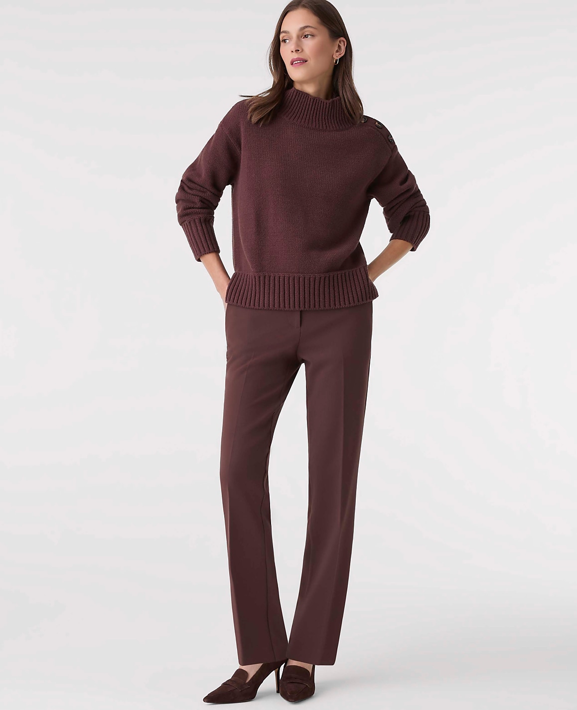 Button Mock Neck Sweater
