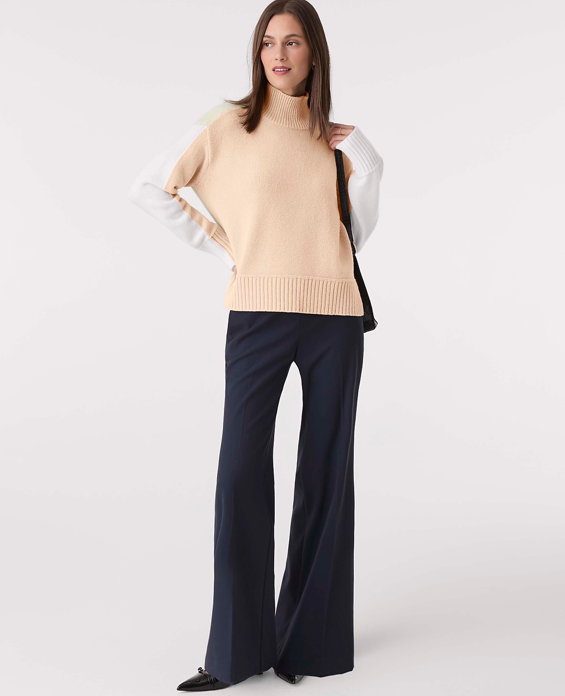 Colorblock Mock Neck Sweater