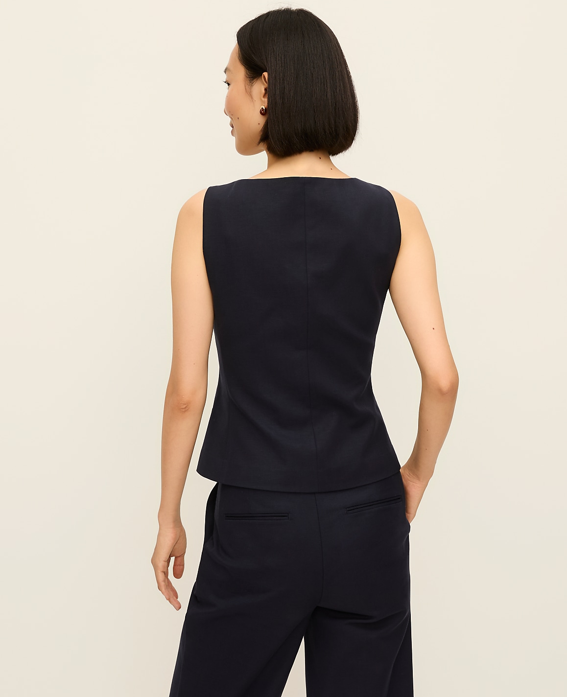 The Petite Cutaway Square Neck Vest in Doubleweave